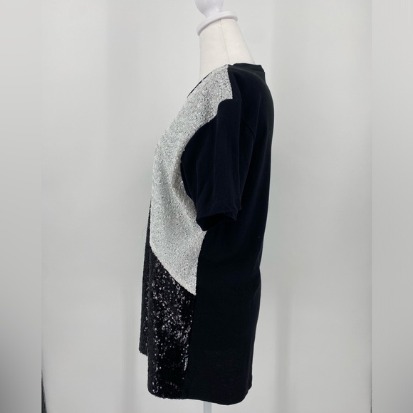 Jaded London Black & White Sequin Oversized T Shirt Punk Indie Sleeze - Picture 4 of 11